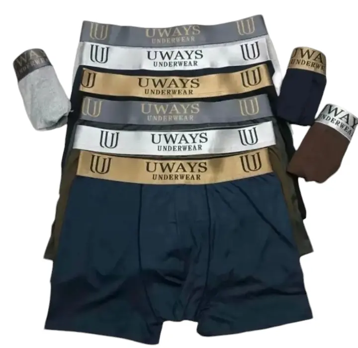 Celana Dalam Boxer Pria Tulisan Campur  dengan merek papan atas  bahan Katun Adem Isi 3-6 Pcs Size M-XXL.sempak pria dewasa