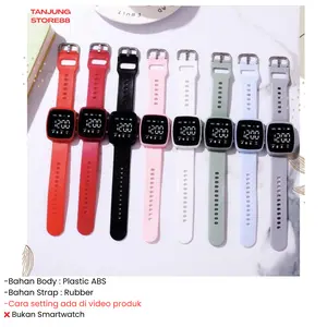 TJ Jam Tangan Pria Wanita LED Digital Rubber Electronic Fashion Couple Anak Remaja Premium RM015 Karet