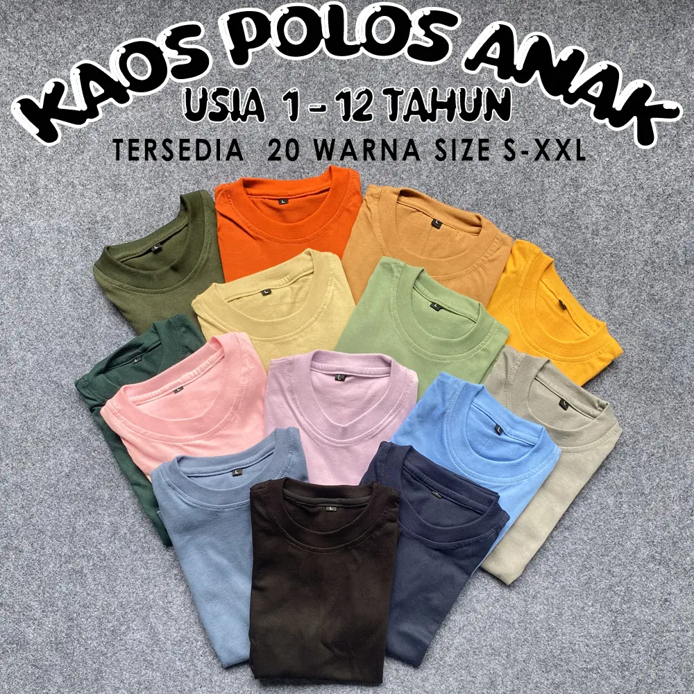 FERNCO Kaos Polos Anak Cotton Combed 30s Fashion