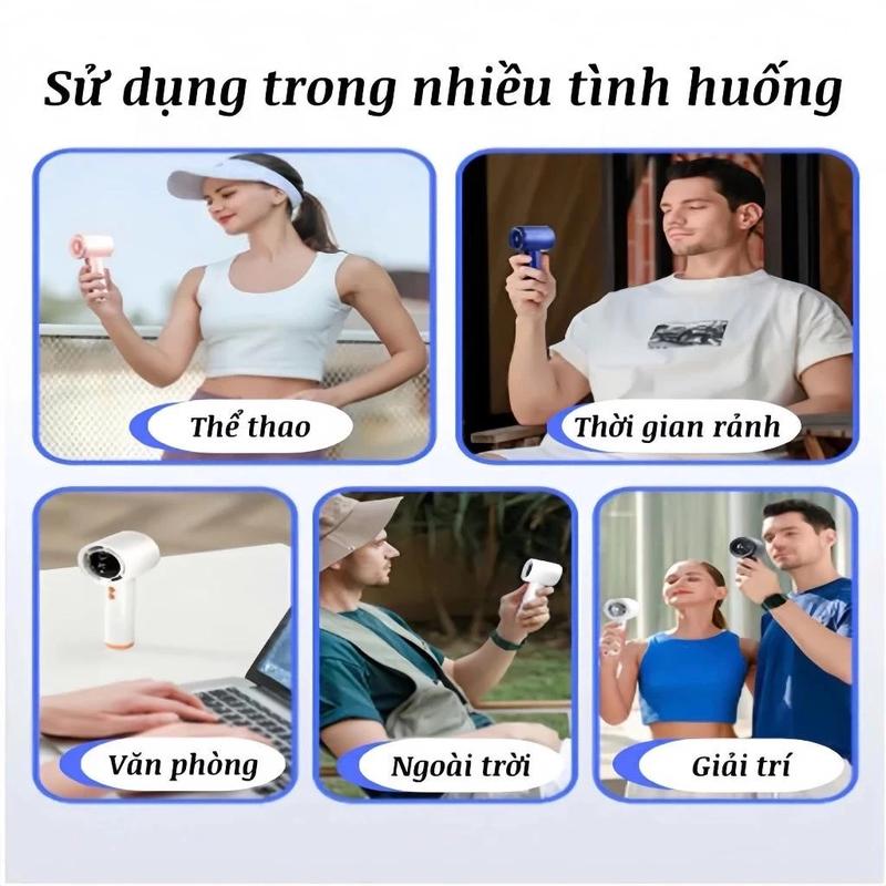 [ DEAL MỞ BÁN ]  Quạt mini cầm tay 100 mức độ gió Đèn led hiển thị quạt tích điện