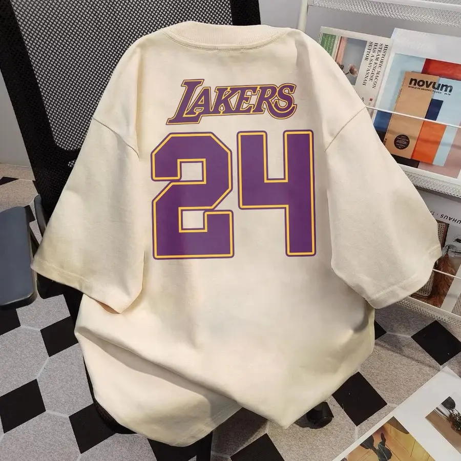 JOY FASHION Tshirt Kaos Unisex Lengan Pendek Oversize Lakers 24 Bahan 100% Cotton Nyaman