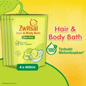 [SPECIAL DEALS] Zwitsal Baby Bath Hair & Body Aloe Vera 400ml isi 4