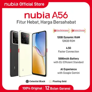 [AFDHAL AVROVE] Handphone nubia A56 ROM 128GB RAM 12GB (4+8GB) Smartphone Kamera AI 13MP Triple Camera Layar 6.75" 90Hz, Baterai 5000mAh Fast Charging