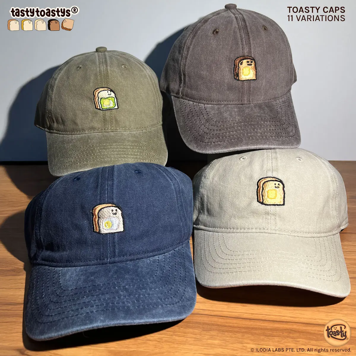 Tasty Toastys - Washed Baseball Cap - Embroidered Toastys - 11 Options!