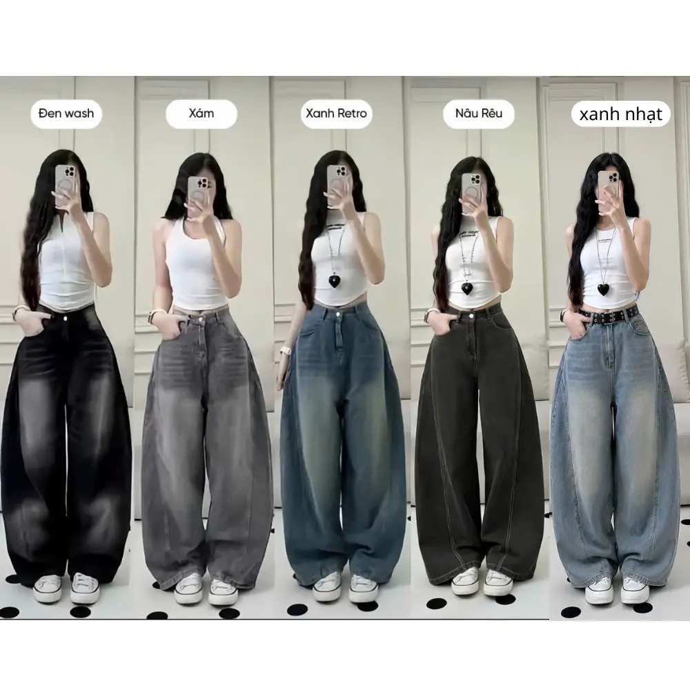 ( DEAL MỞ BÁN ) Quần jean ống rộng nữ,( BIGSIZE)  quần bò ống suông from rộng Cong nam nữ phong cách RETRO