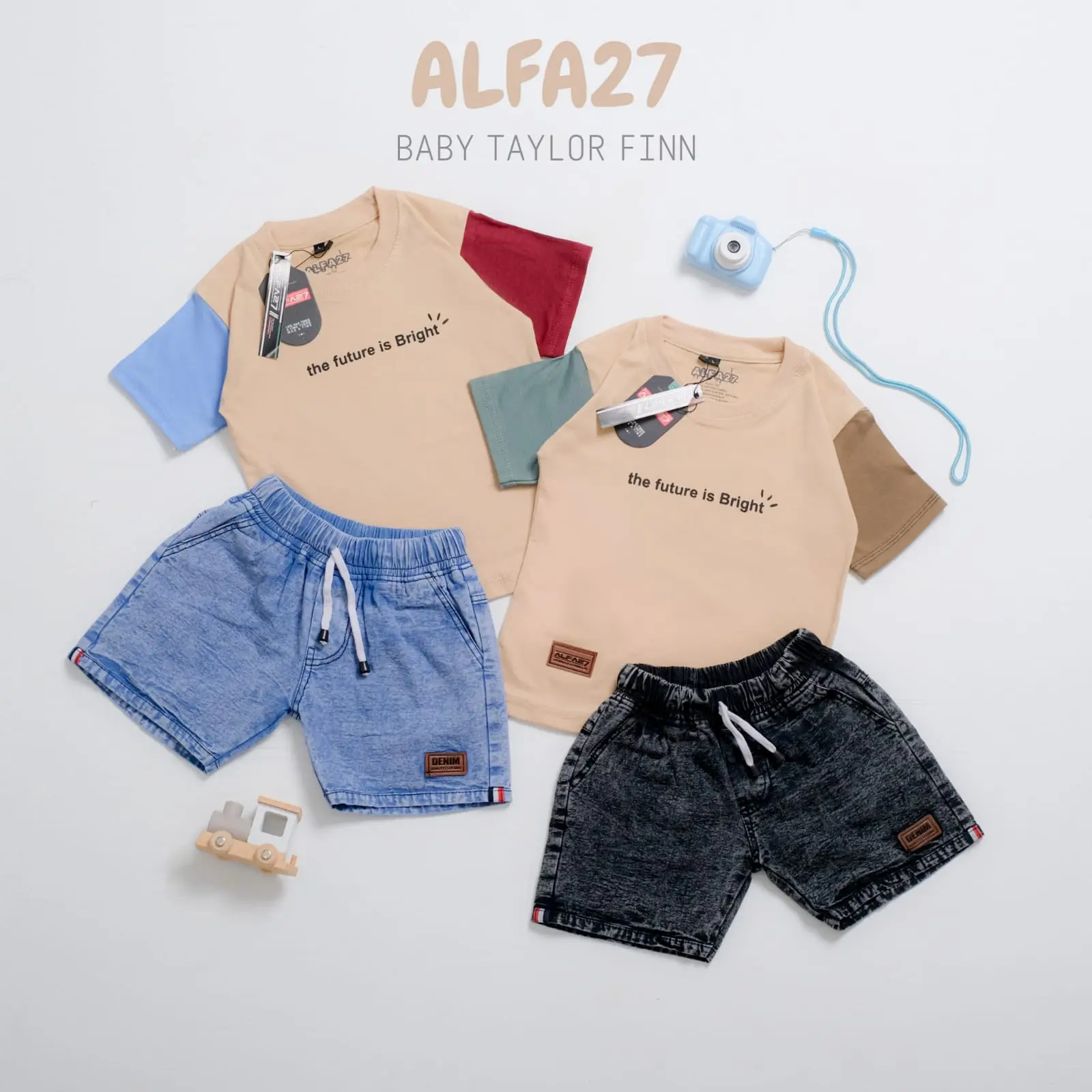 ALFA27 - Setelan Anak Usia 1-6 Tahun Laki-Laki Perempuan Lengan pendek