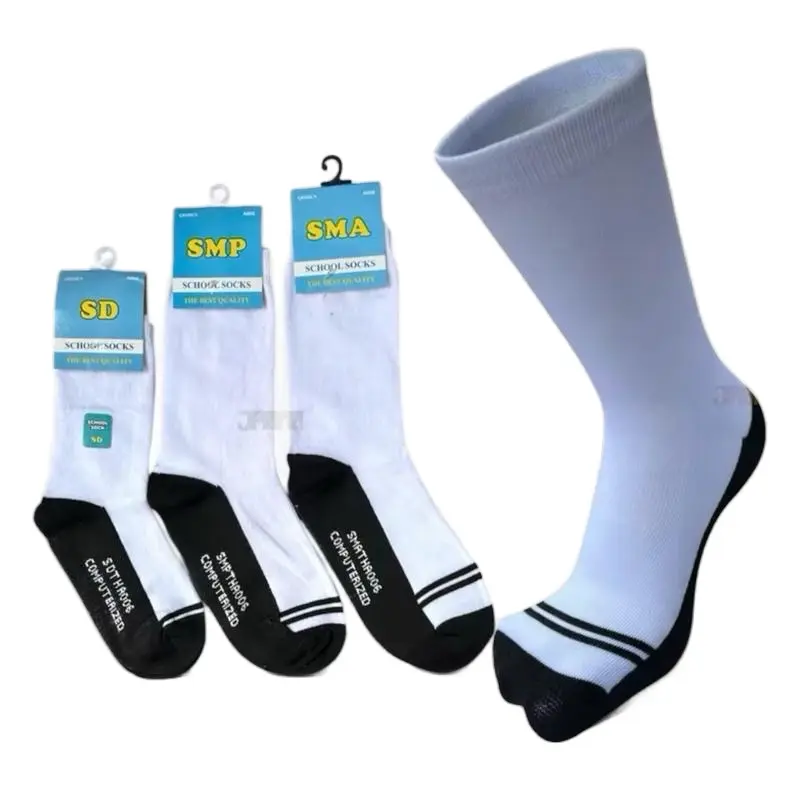 Kaos kaki sekolah SD SMP SMA Hitam putih COMPUTER PE doble poliester di jamin tebal dan halus Nyaman Pria Wanita Panjang