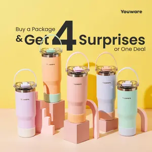 Youware - Harvay Stainless Steel Tumbler 900 (ml) Hot and Cold BPA FREE / tumbler vacuum 0.9 Liter bisa Panas dan Dingin tahan dengan Handle Silicon nyaman dengan tutup yang dilengkapi dengan karet Silikon