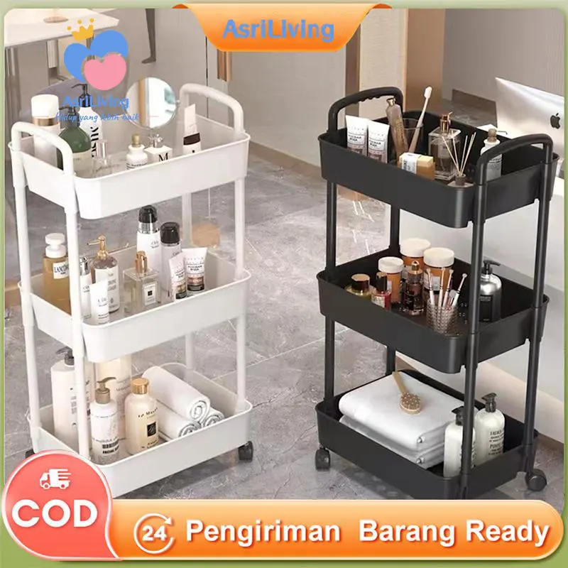 CODAsriLiving rak toilet rak serbaguna square rak dapurrak susun 4 tingkat dengan roda