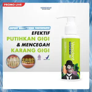 [PROMO LIVE] VERSIDENT Pasta gigi pemutih, Pencegah karang gigi, Memutihkan gigi kuning, Mencerahkan gigi, Mengurangi bau mulut, Penyegar mulut