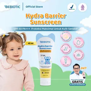 Bebiotic Hydra Barrier Sunscreen Bayi SPF 50 PA++++ 45ml - Non Greasy, Water Resistant, dengan 8 Essential Oil, Cocok untuk Kulit Sensitif