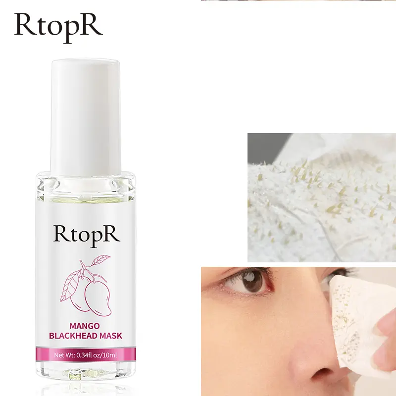 RtopR Mango Blackhead Remover Mask Deep Cleans Pores Acne Treatment Serum Peeling Off Nose Mask 10ml+50pcs paper