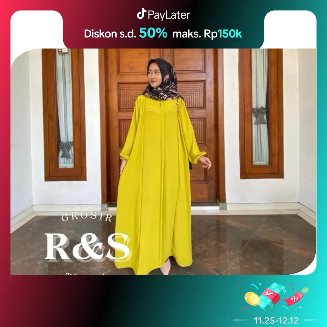 ABAYA ELSIRA bahan  Crinkle Airflow Set dengan HIJAB Segi Empat Motif Voal + Bross  Cantik- Casual Dress Muslim Wanita