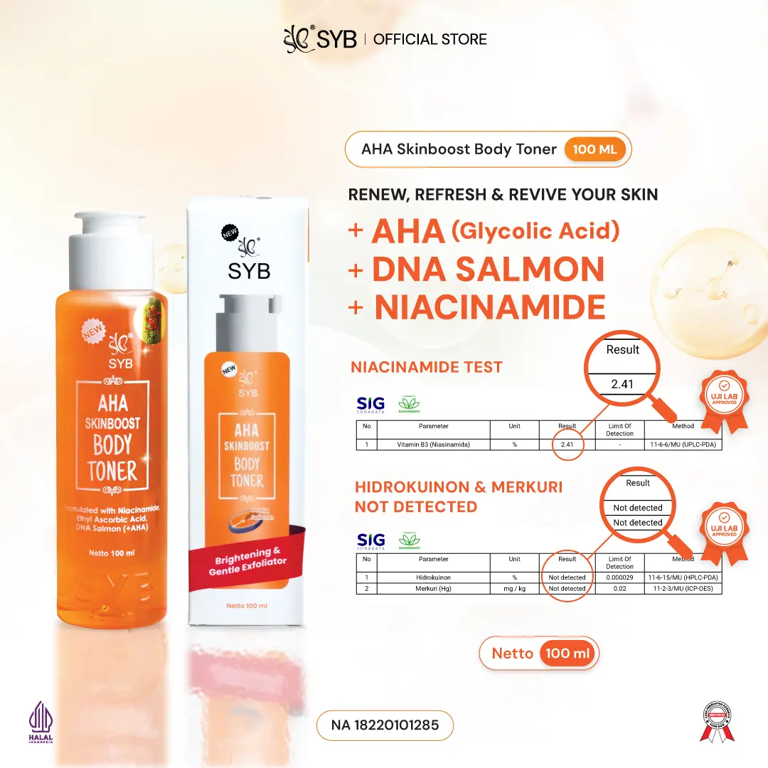 NEW SYB AHA Skinboost Body Toner [Toner Badan dengan kandungan Glycolic Acid, DNA Salmon & Niacinamide]