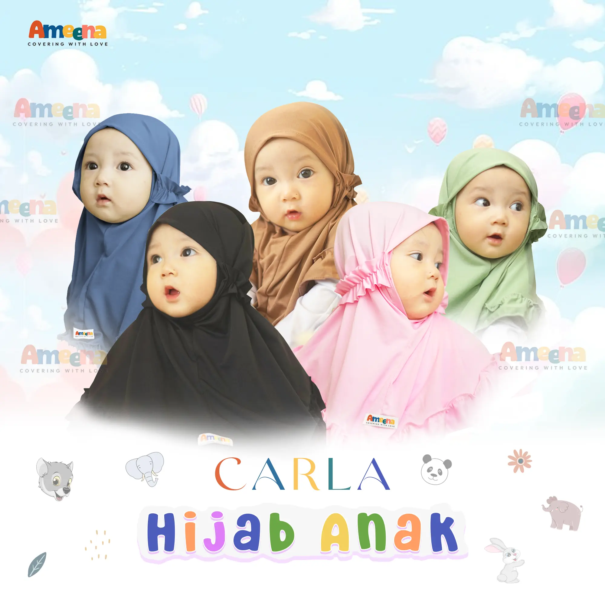 (TERLARIS) Jilbab Carla Anak Bayi Usia 0 - 3 Tahun PREMIUM/Jilbab Bayi Jersey Nyaman Kerudung Instan Terbaru Muslim
