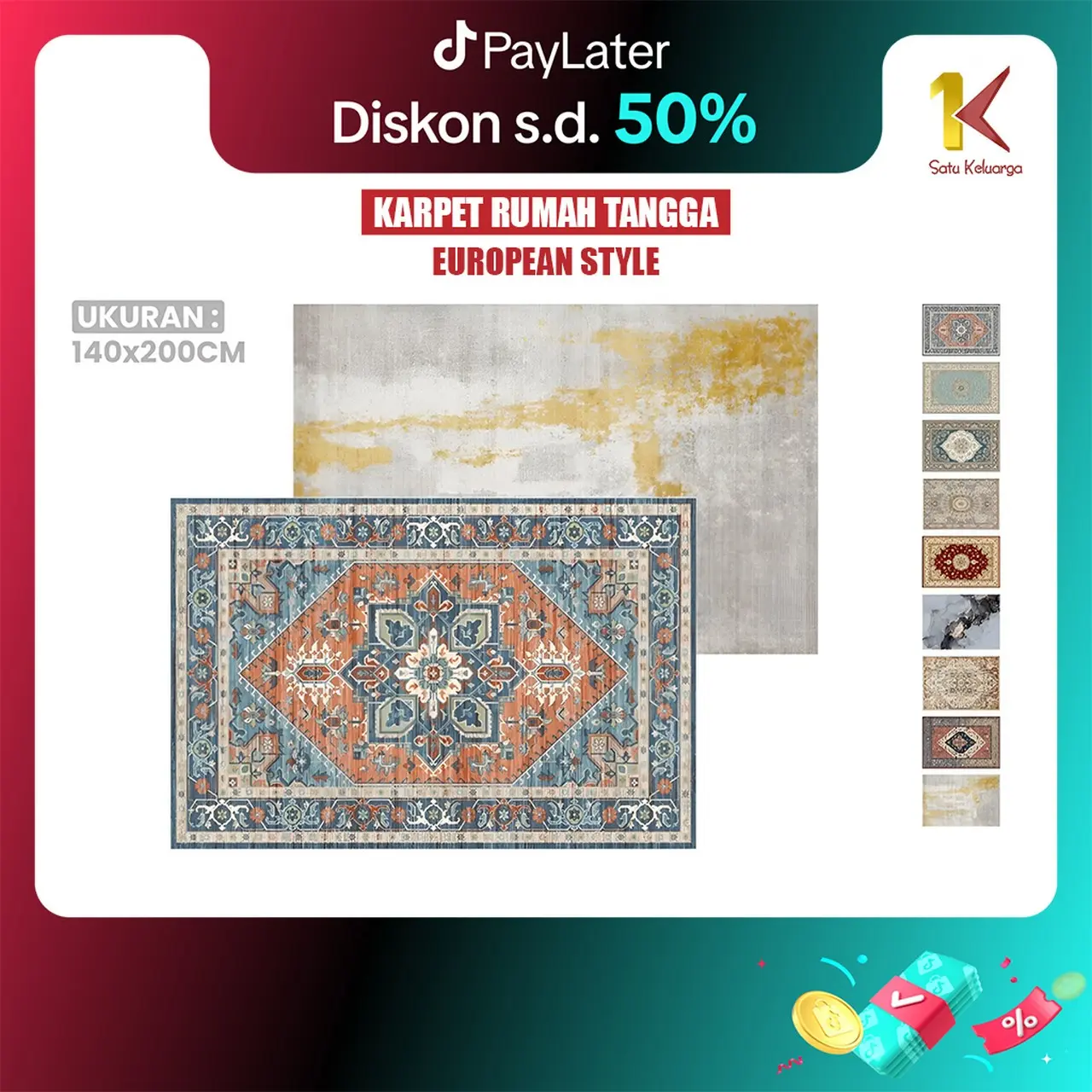 [COD] SK C784 Karpet Rumah Tangga European Style 140 cm x 200 cm Anti Slip Import