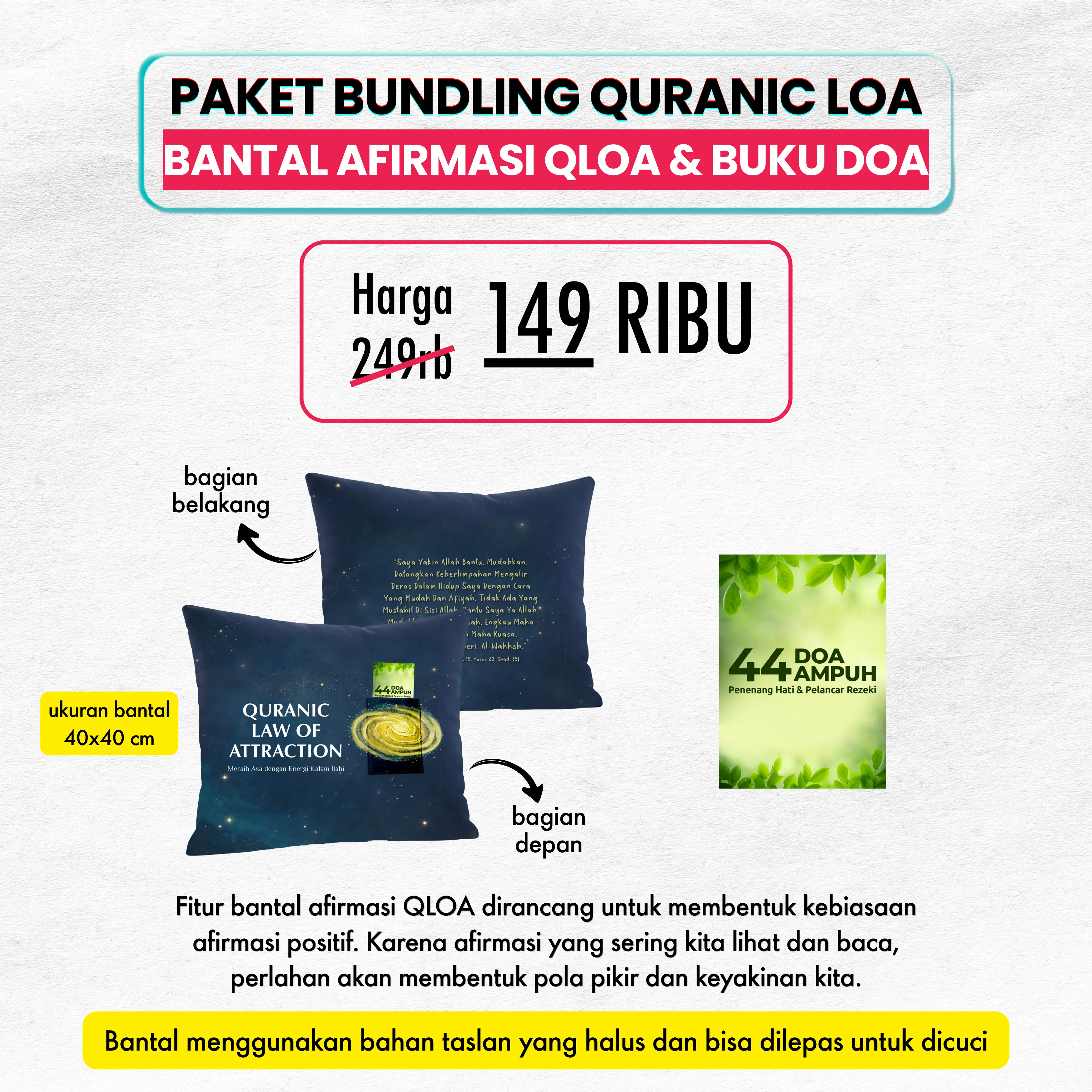PAKET BUNDLING BANTAL AFIRMASI DAN BUKU 44 DOA