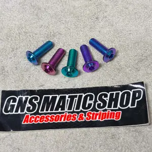 BAUT DISK TITANIUM (1BIJI)  BAUT PIRINGAN CAKRAM TITANIUM BAUT DISC TITANIUM BAUT DISK TITANIUM YAMAHA & HONDA FULL DRAT GR5