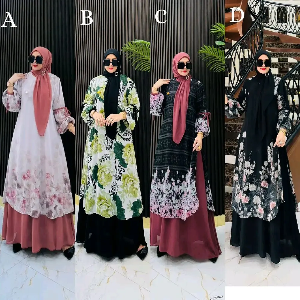 baju gamis melayu memiliki 4 motif corak yg begitu cantik