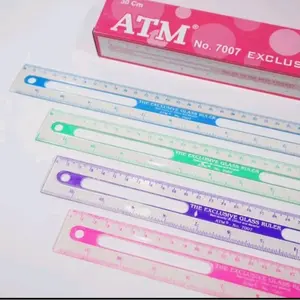 [1 pak] penggaris plastik ATM 30cm isi 24 pcs - garisan bening murah