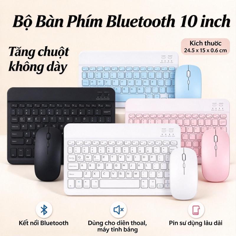 Bàn phím Bluetooth 10 inch, có thể sạc lại, đi kèm chuột, tương thích với máy tính/điện thoại di động/máy tính bảng/máy tính xách tay, bộ phụ kiện máy tính tiện lợi, thiết kế nhẹ nhàng phù hợp với máy tính bảng và điện thoại di động, là món quà thiết thực