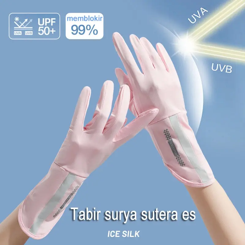 Sarung Tangan Tabir Surya Wanita Anti Uv Matahari Upf50 Layar Sentuh Sepeda Motor Gloves Pria