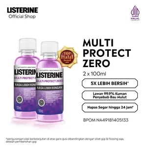 LISTERINE Multi Protect Zero Antiseptic Mouth Wash 100 ml (PAKET ISI 2) - Obat Kumur Antiseptic