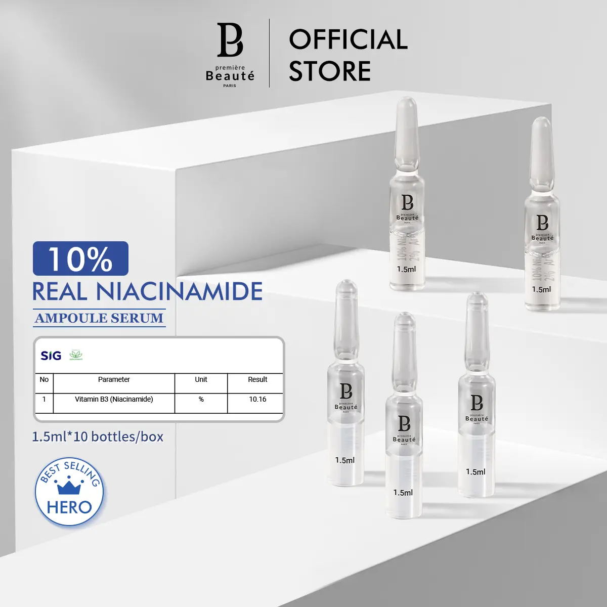 【New Formula】PREMIERE BEAUTE Upgrade Formula Booster Activation Niacinamide Whitening Ampoule serum 10x1.5ml ｜ Bifida Ferment Filtrate Deep Moisturizing Ampoule