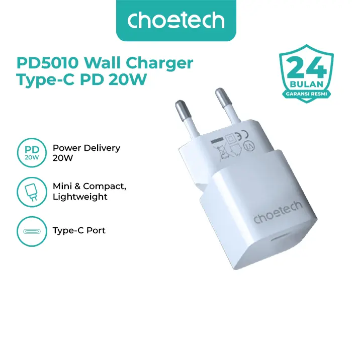 Choetech PD5010 Wall Charger Adaptor Port USB C PD 20W Adapter