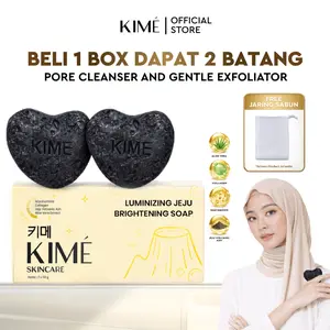 [BUY 1 BOX GET 2 BATANG] KIME Luminizing Jeju Brightening Soap 100GR | Volcanic Ash Charcoal Niacinamide Collagen | Sabun Mandi Pencerah Badan Wajah Glowing Pemutih Tubuh Muka Kulit Leher Kaki Tangan Ketiak Whitening Booster Eksfoliasi Flek Hitam