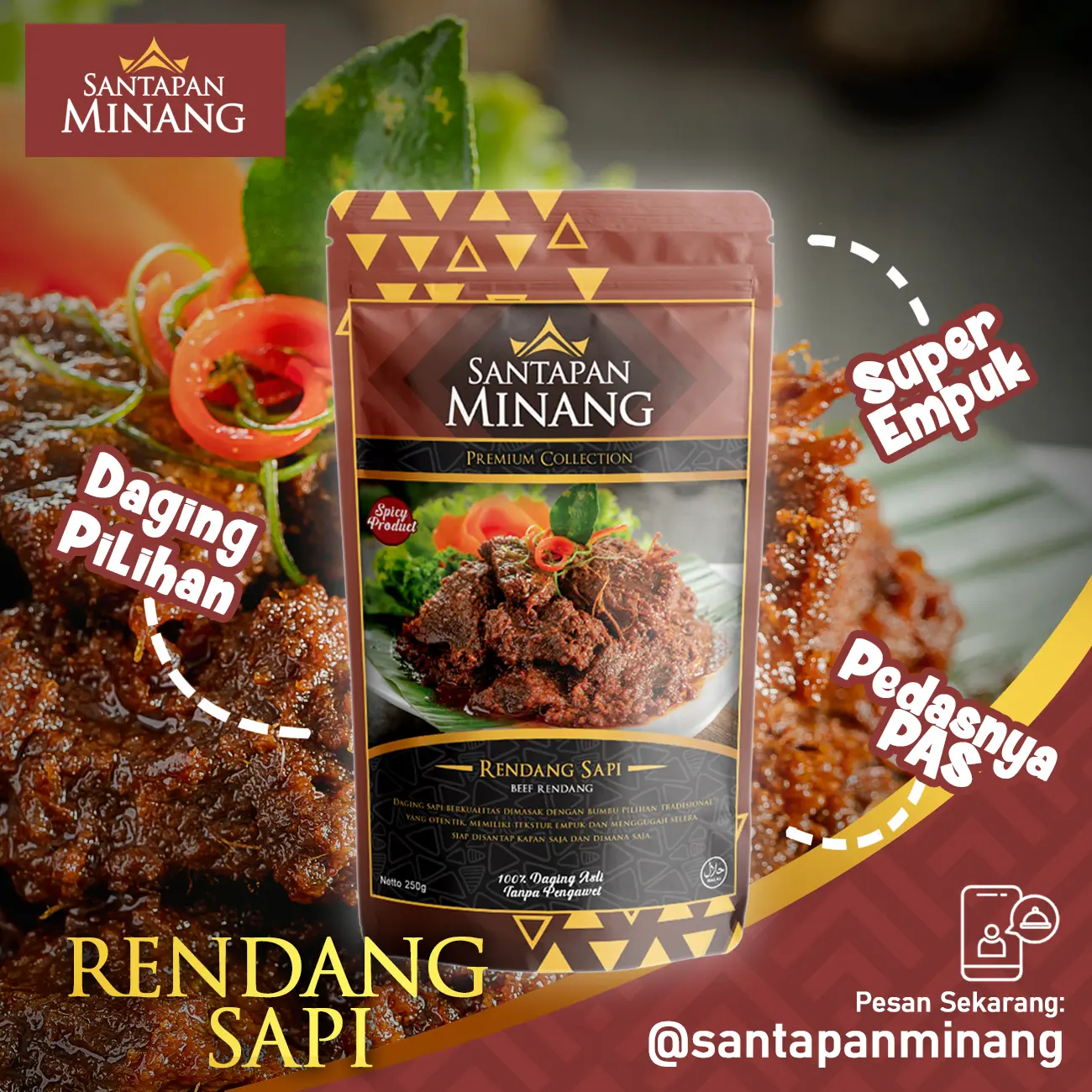 Santapan Minang - Rendang Daging Sapi Asli Khas Padang 300 gr Halal