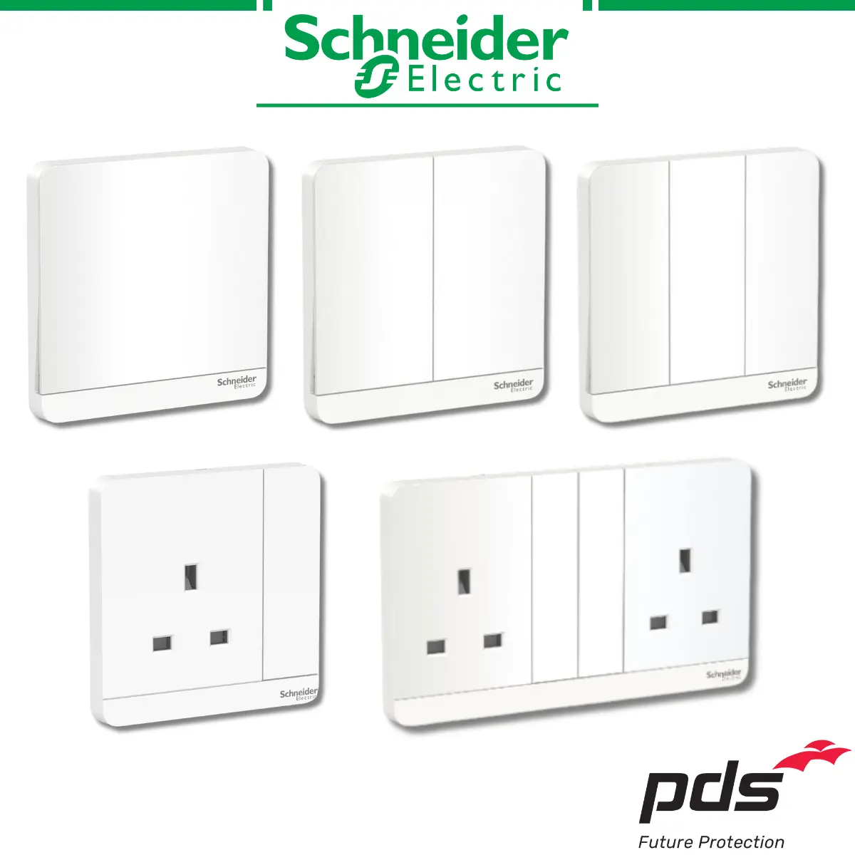 Schneider Electric AvatarOn 1Gang to 3Gang, 1Way or 2Way Light Switch & Socket - White