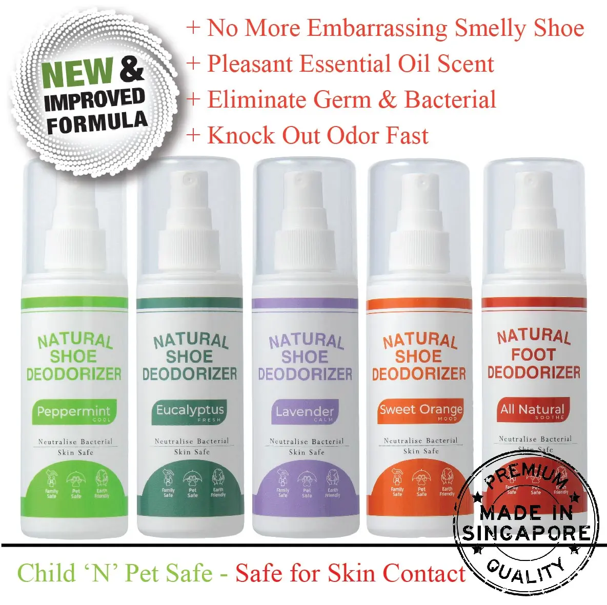 BioSafe4U Shoe Deodorizer, Shoe Deodorant Spray, No More Embarrassing Smelly Shoes or Stinky Feet - Kill Germs -100ml.