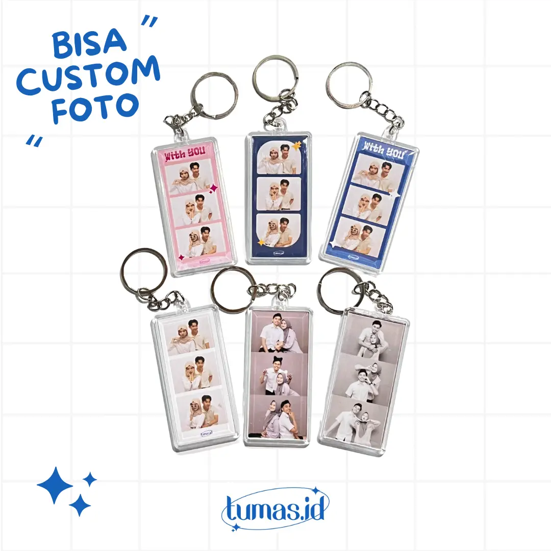 Tumas.id, Gantungan kunci akrilik custom bentuK persegi panjang, gantungan tas Ganci premium, bisa request desain, cocok digunakan untuk hadiah, koleksi, dan self reward Couple Keychain gantungan  kamera polaroid foto strip Rantai