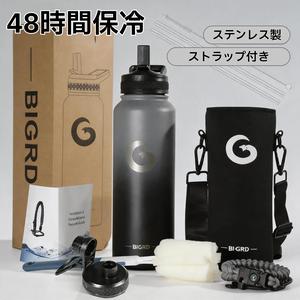 1個 BIGRD 40オンス／1183mL、断熱水筒、トリプル真空ステンレススチール（冷温48時間）、約1.5L水筒、パラコードハンドルとストロー口のキャップ付き、断熱タンブラー