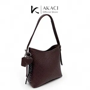Shoulder Bag wanita Linzy Akaci 10-8529 Bahan kulit sintetis 1 ruang tas kerja kantor kuliah terbaru kekinian + gantungan