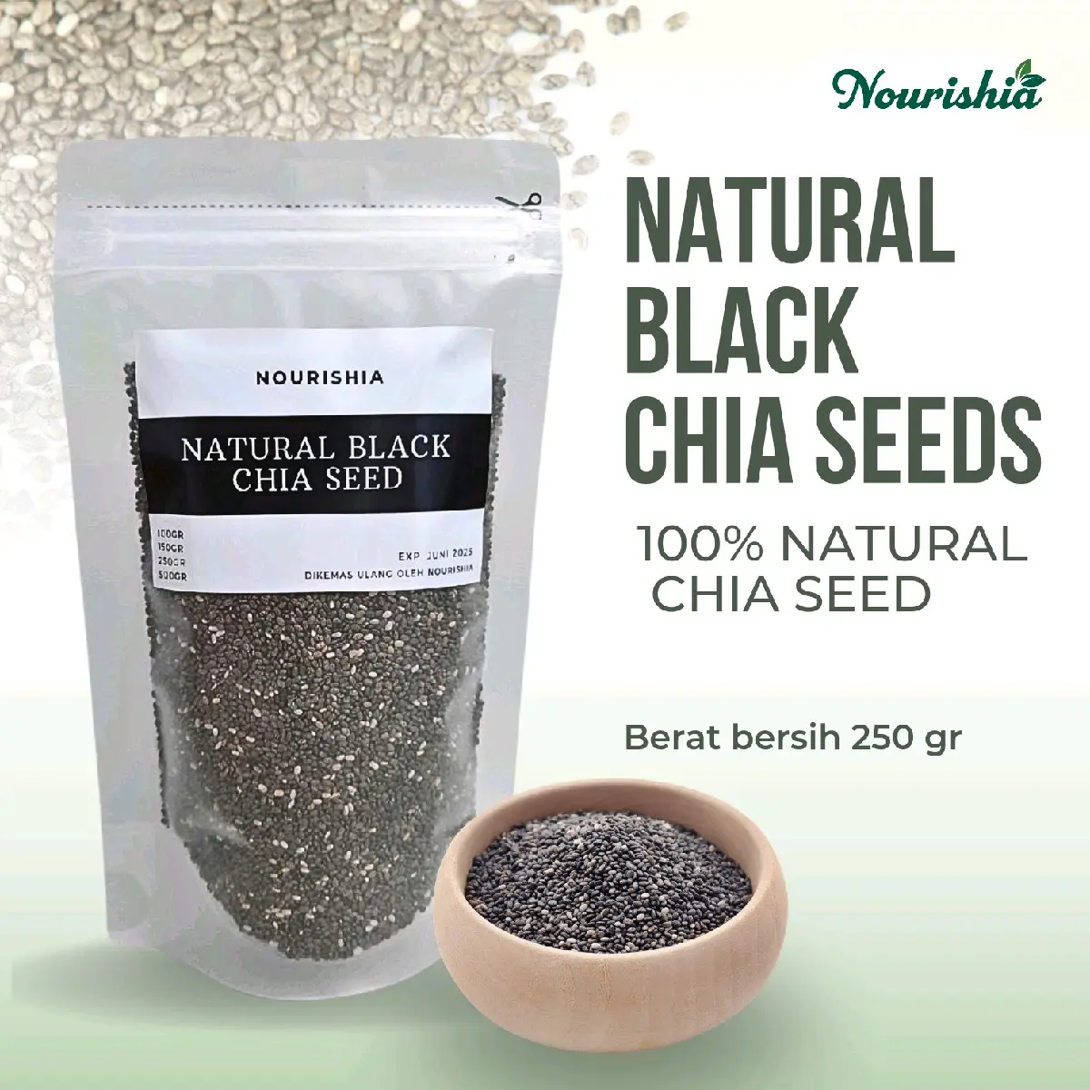 Natural black chia seeds 250gr / Biji chia hitam  250gr