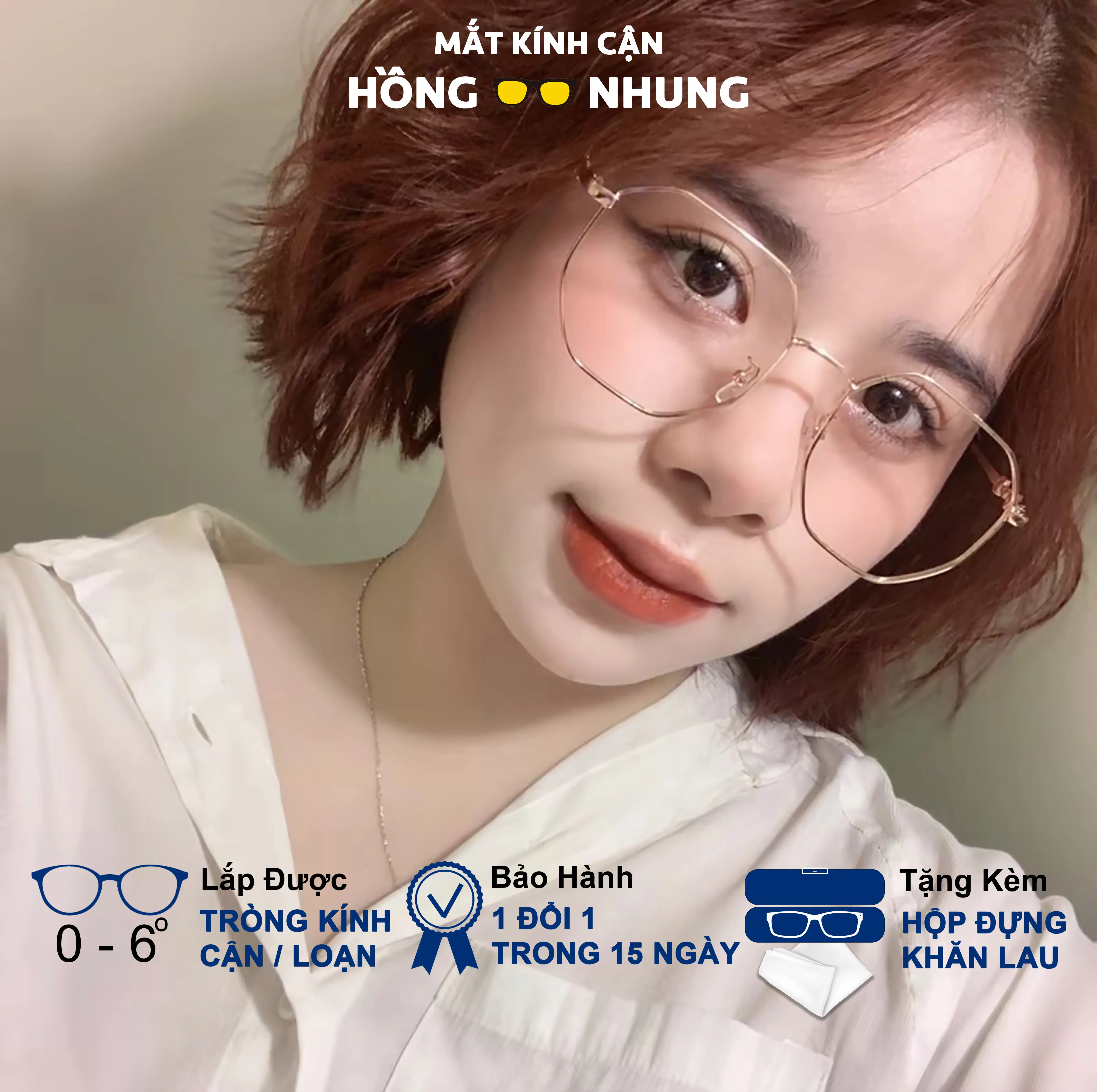 Gọng kính cận nữ đa giác cho mặt vừa và nhỏ M4 cắt độ cận free - Women Mắt Kính