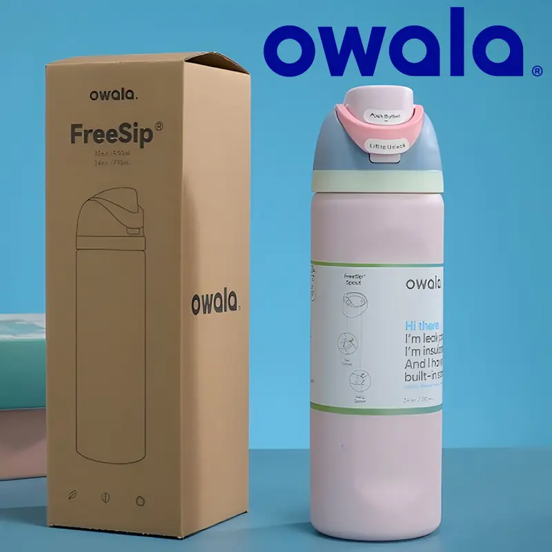 Portable Good Egg owala FreeSip water bottle cup 24oz 32oz 710ml 950ml flask  with straw kids stainless steel bpa free mug coffee woman men vacuum replacement original item authentic real Genuine official store Drinkware  Bottled Loop Lid Insulated