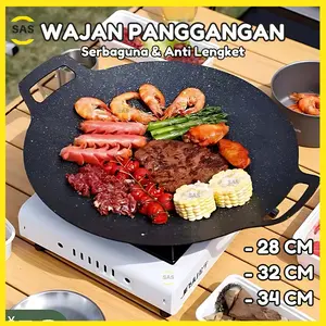 [SAS] Wajan Panggangan BBQ Grill Pan Korean Wajan Bulat Anti Lengket Multifungsi