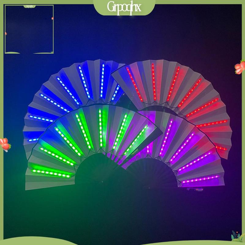 Grpoqhx Quạt LED sạc lại, quạt cầm tay gấp gọn phát sáng, 12V, 10 inch, bản lề…