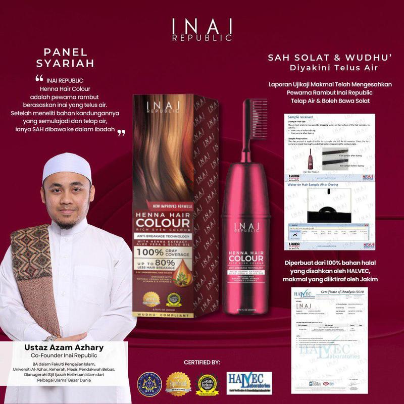 INAI PEWARNA RAMBUT HALAL - (4 FREE GIFT COVER KIT) - HENNA HAIR COLOUR ...