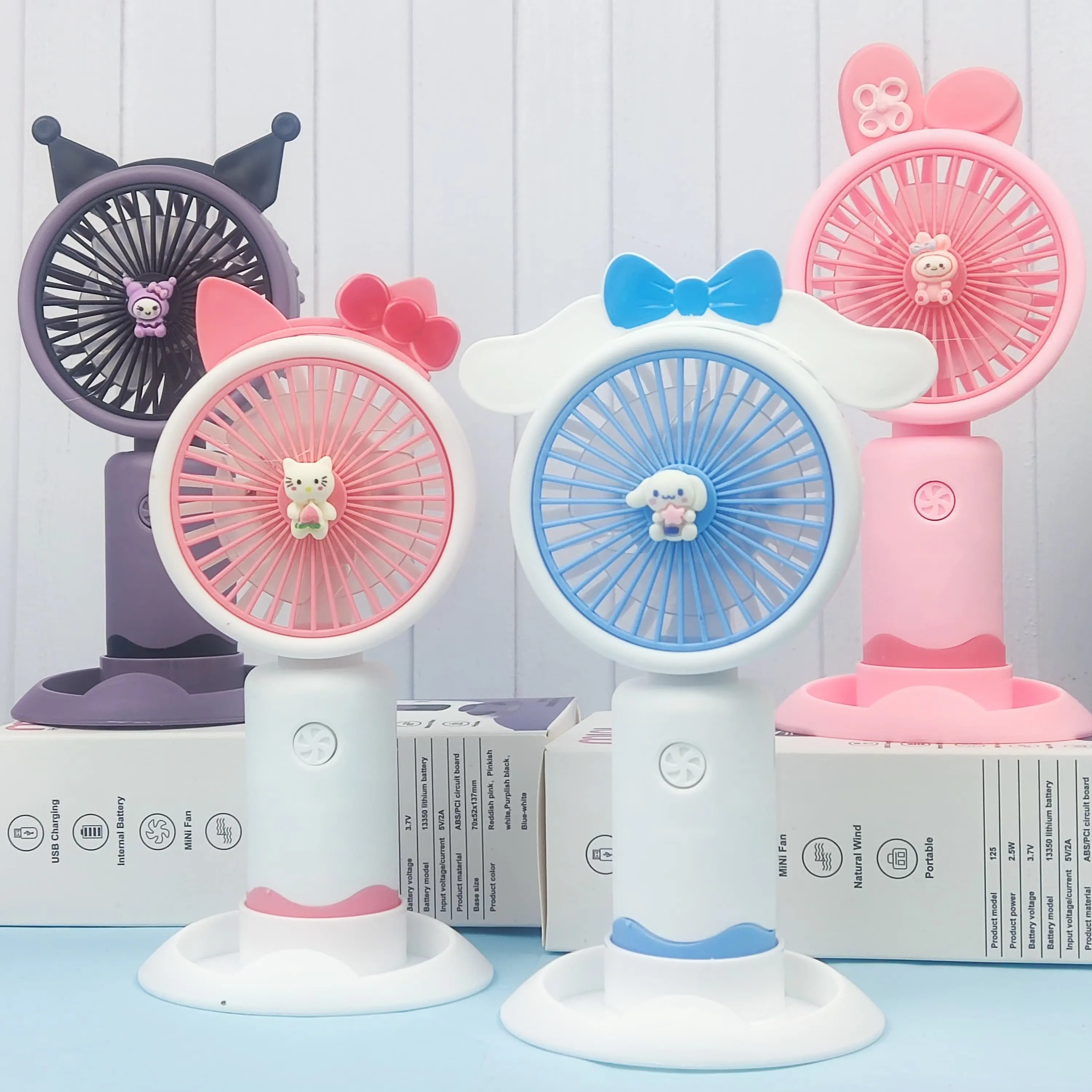 RG KIPAS GENGGAM MINI Karakter Kartun Melody Cinnamoroll Kuromi Kipas Angin Usb Fan Stand Portable