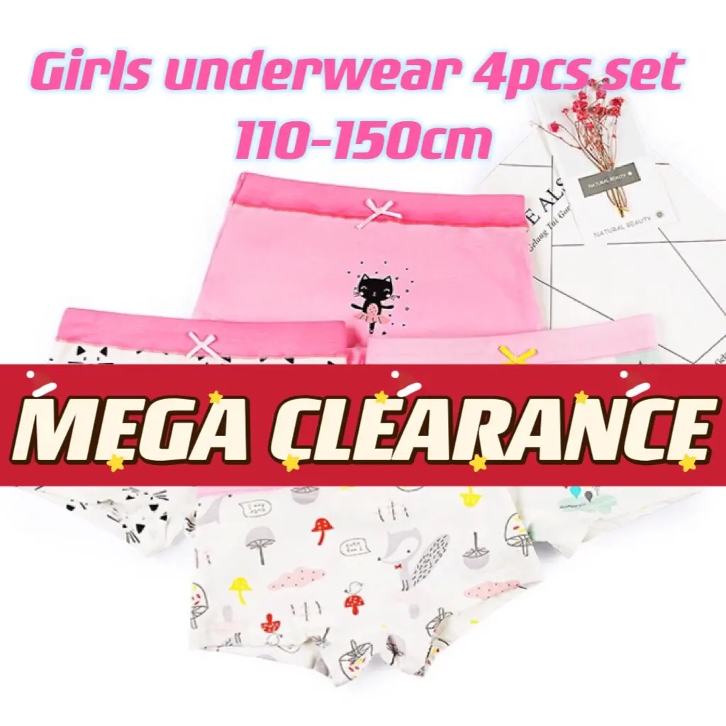 [Buy 1 set get 1 pc free - total 5pcs] Kids Children Girls Underwear Boxer Brief Panties Pants Set