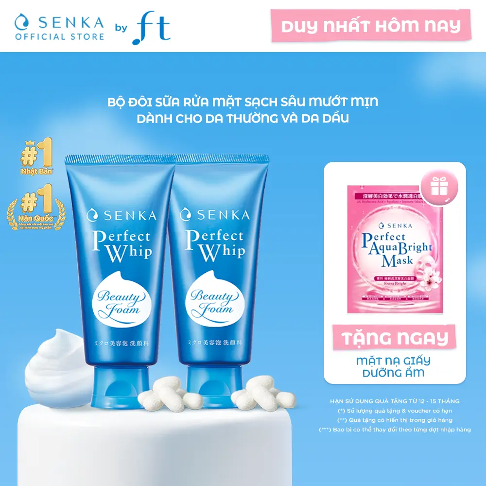 Bộ đôi sữa rửa mặt sạch sâu mướt mịn SENKA PERFECT WHIP 120GX2
