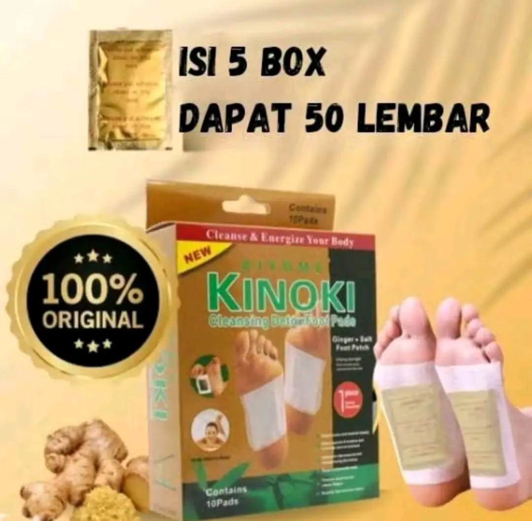 (RDM) 5 BOX 50 PCS PROMO KINOKI GOLD DETOX FOOT PADS KOYO GINGER KINOKI ORIGINAL