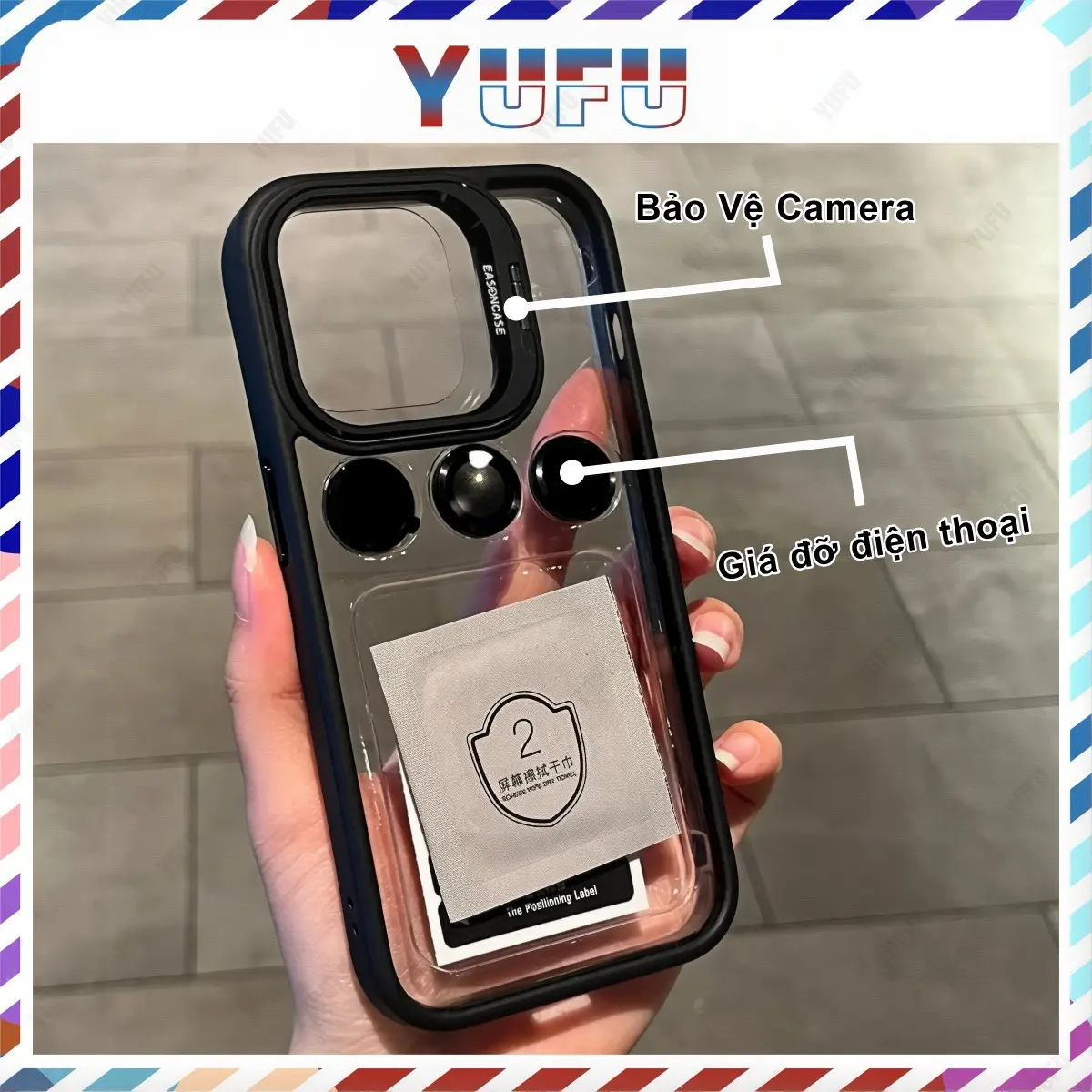 YUFU,Ốp Điện Thoại Bảo Vệ Vòng Ống Kính Kim Loại,Tương Thích Với iPhone 16 15, 14, 13, 12, 11, Pro Max Plus, Giá Đỡ Ống Kính Trong Suốt, Ốp Chống Sốc Phụ Kiện