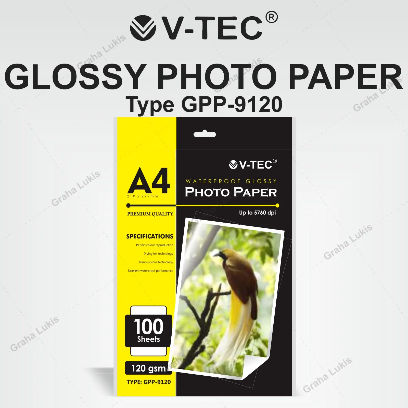 V-TEC Waterproof Glossy Photo Paper 120gsm A4 - 100 sheets GPP-9120WP ...