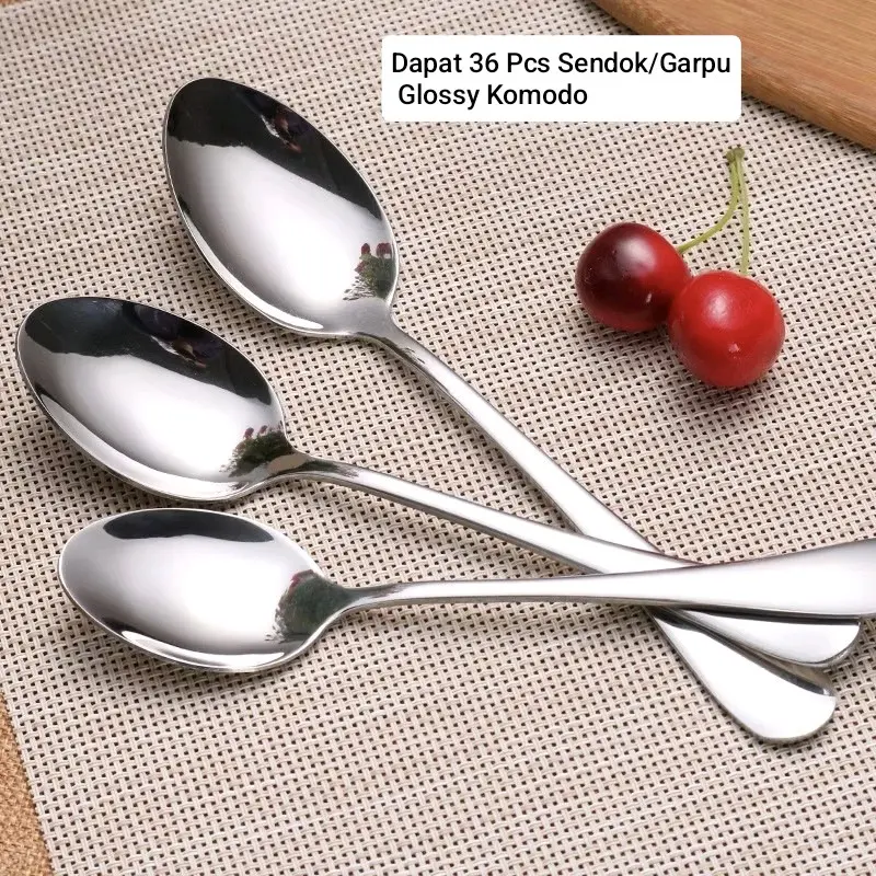 36 PCS SENDOK GLOSSY KOMODO STAINLESS STEEL SENDOK MAKAN TEBAL