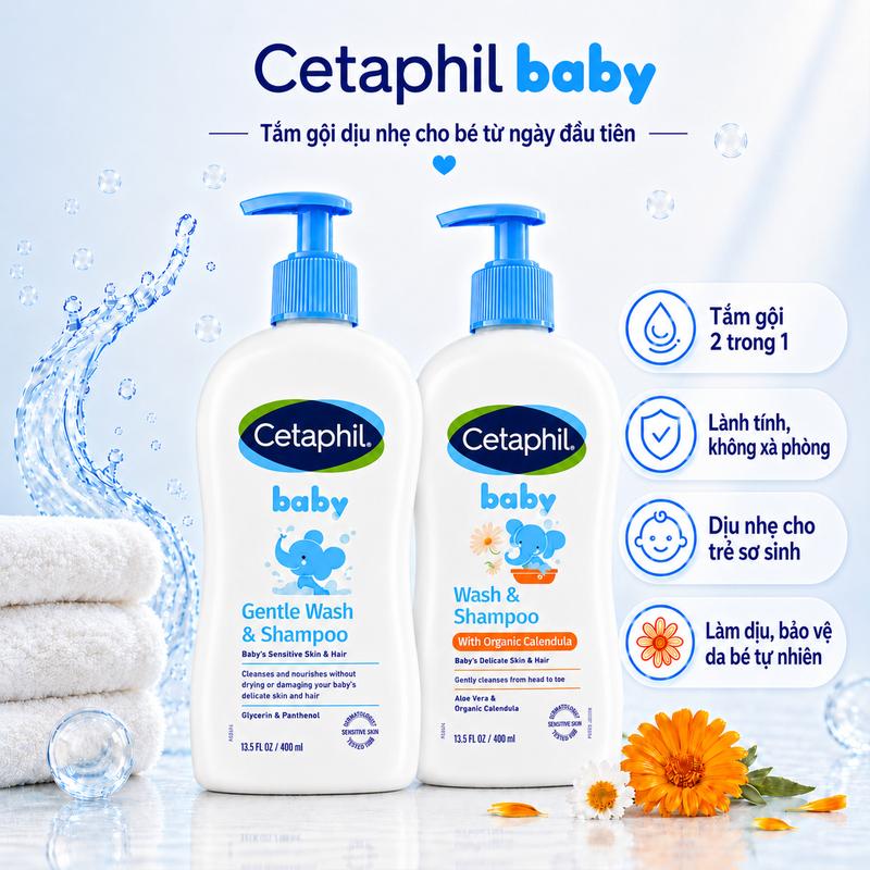 Sữa tắm gội Cetaphil cho bé - Cetaphil Baby Wash & Shampoo with Organic…